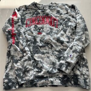 Champion Gray Tie-Dye Cincinnati crewneck Sweatshirt
